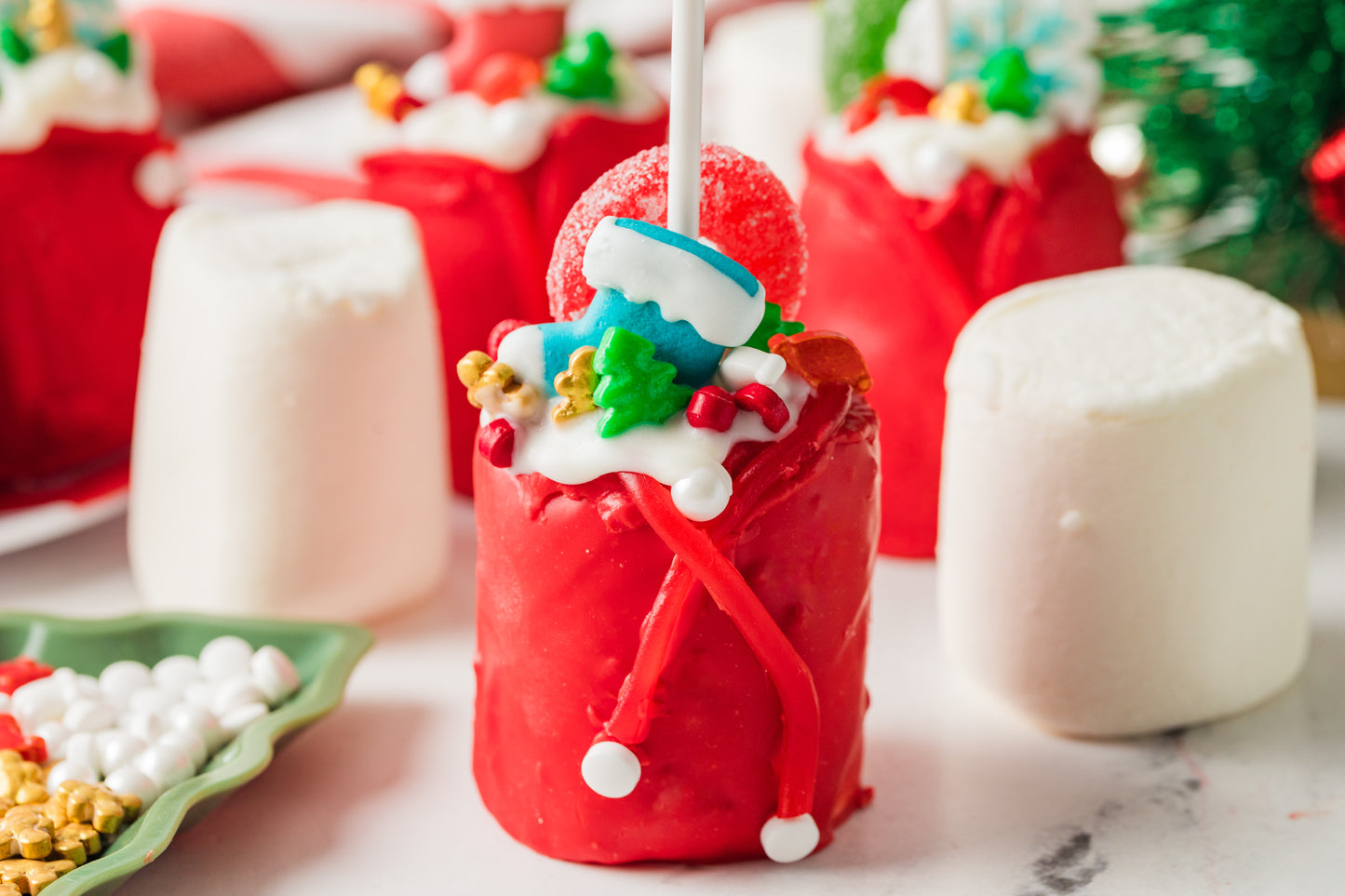 Chocolate Covered Marshmallow Santa Bags- Exclusive