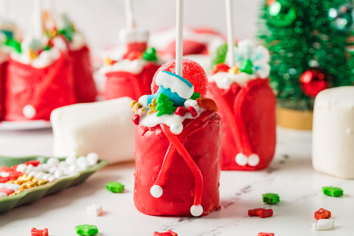 Chocolate Covered Marshmallow Santa Bags- Exclusive