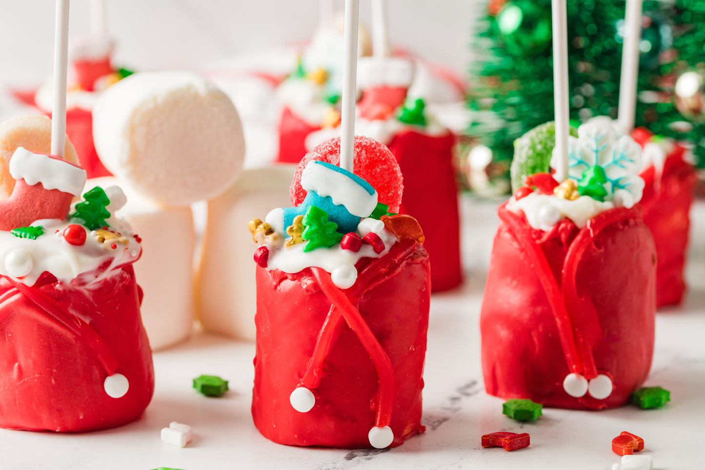Chocolate Covered Marshmallow Santa Bags- Exclusive