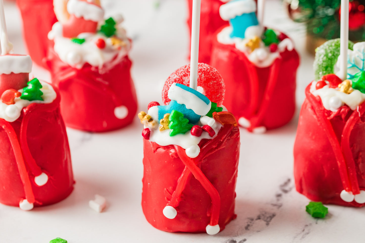 Chocolate Covered Marshmallow Santa Bags- Exclusive