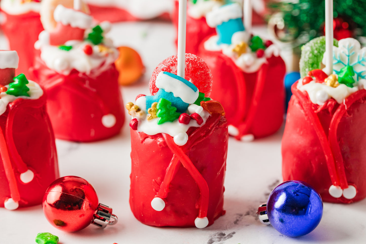 Chocolate Covered Marshmallow Santa Bags- Exclusive